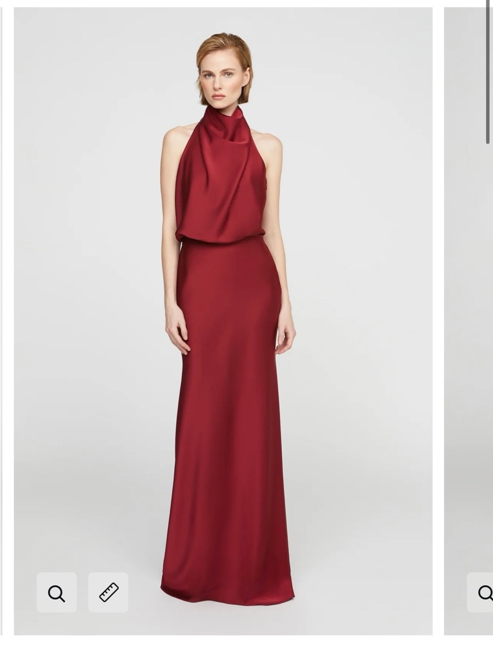 H by Halston Burgundy Halter Satin Maxi Dress